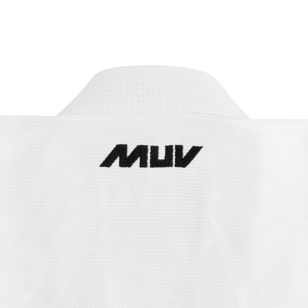 MUV Engine Gi back of top with black MUV embroidery