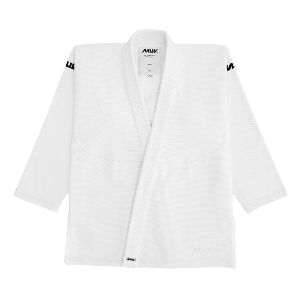 MUV Engine Gi white BJJ kimono full front view
